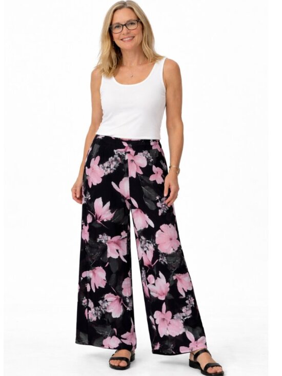 Laura Pants - LAURA Wide Leg flowy lined pant - Med Petite